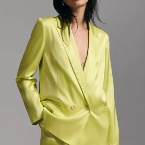 Anthropologie Chartreuse Blazer XXL - Picture 6 of 16